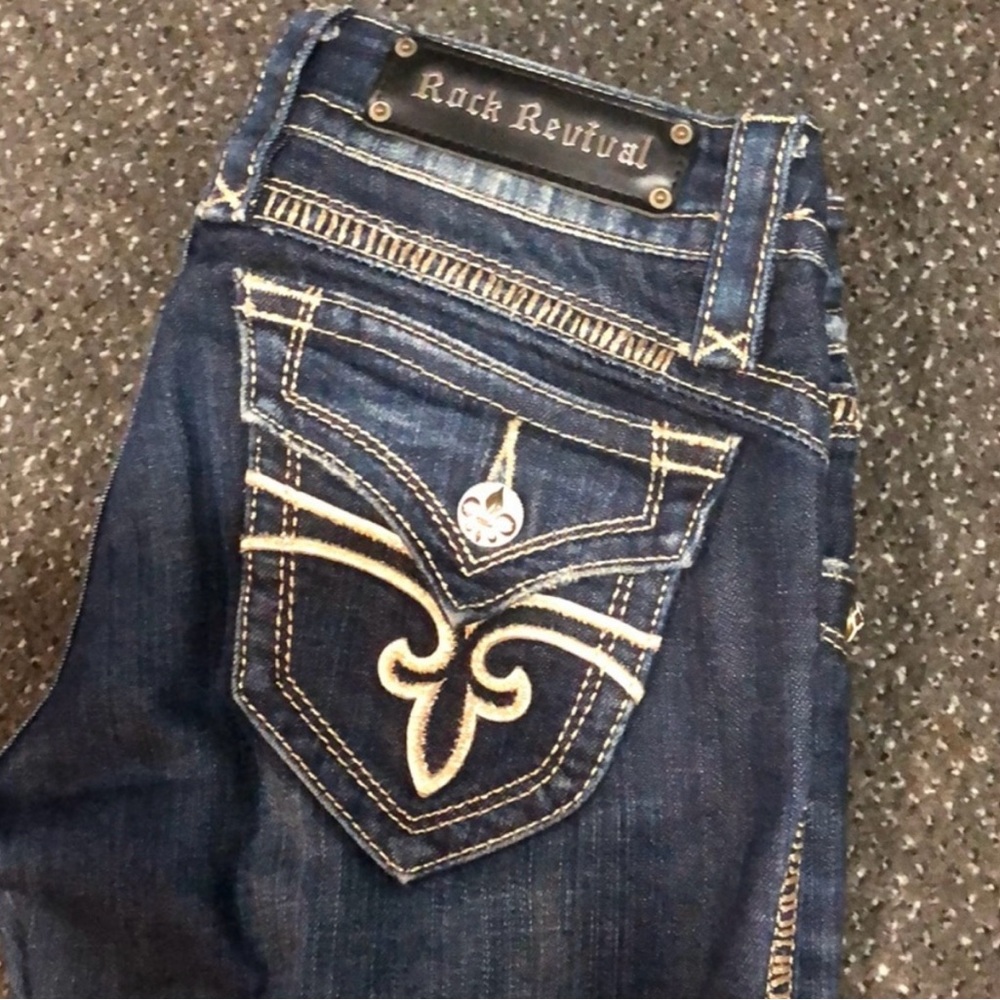 Rock Revival Women's Dark Blue Embroidered Jeans